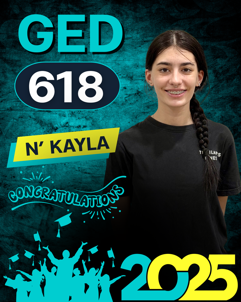 GED graduate achievement poster for Kayla